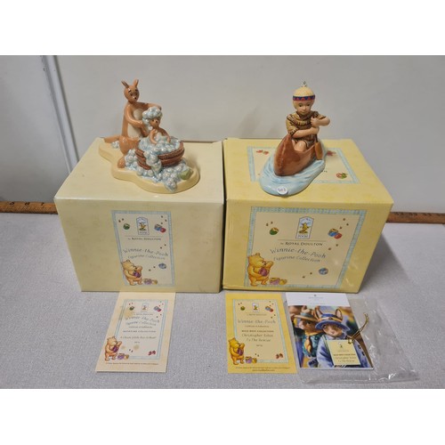 162 - 2 Royal Doulton Winnie The Pooh figures Titled 'Christopher Robin to the rescue' & 'A clean little R... 