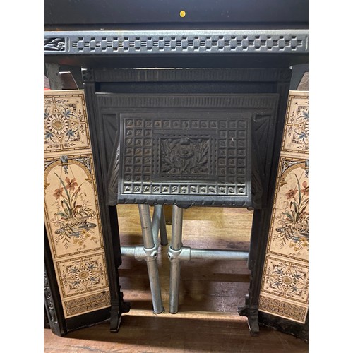 209 - Original Stovax cast iron fire insert with tiles. 98cm tall x 97cm wide.