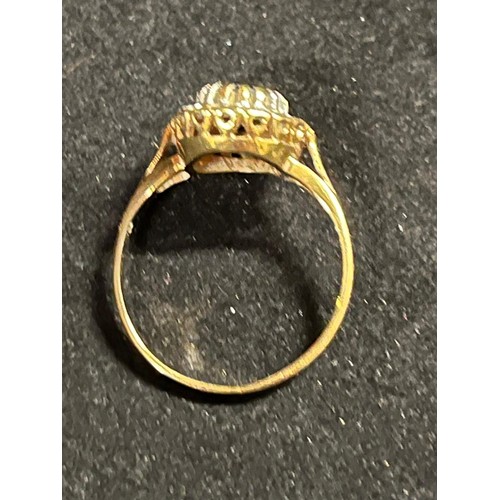 221 - 9ct gold and sapphire ring with diamonds. 2.8g