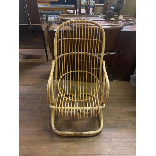 9 - Mid Century Bamboo and wicker arm chair.