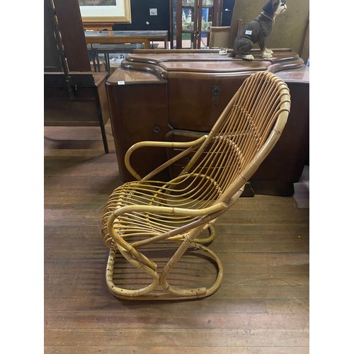 9 - Mid Century Bamboo and wicker arm chair.