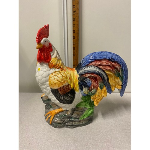 12 - Large ceramic hand painted hen and cockerel figures.
Tallest approx 38cm