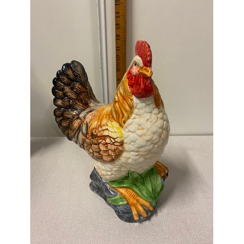 12 - Large ceramic hand painted hen and cockerel figures.
Tallest approx 38cm