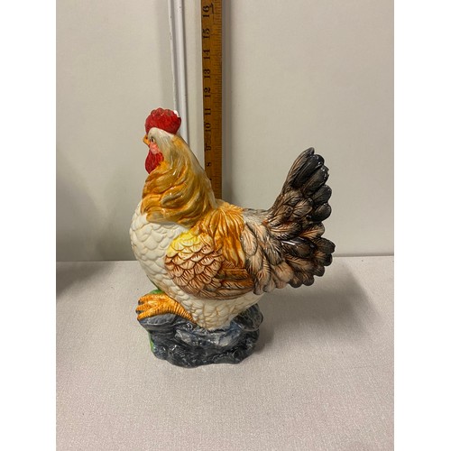 12 - Large ceramic hand painted hen and cockerel figures.
Tallest approx 38cm