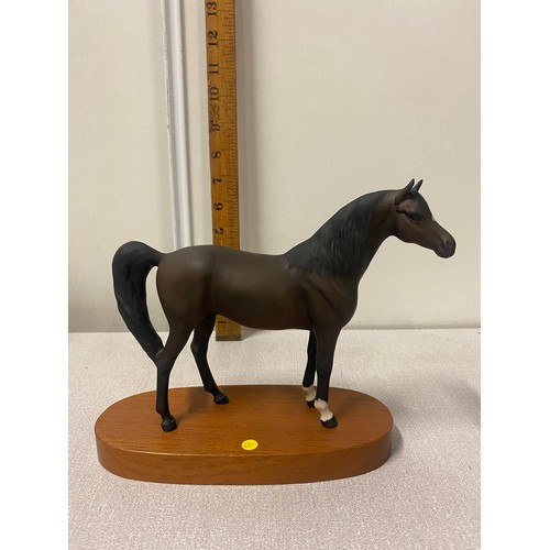 13 - Beswick Matt horse on wooden stand along with Beswick Shetland pony.
Tallest approx 18cm