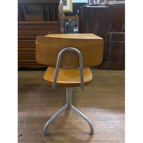 60 - 1950's industrial kids school desk and chair. Possibly French.
72cm l 46cm w 56cm h