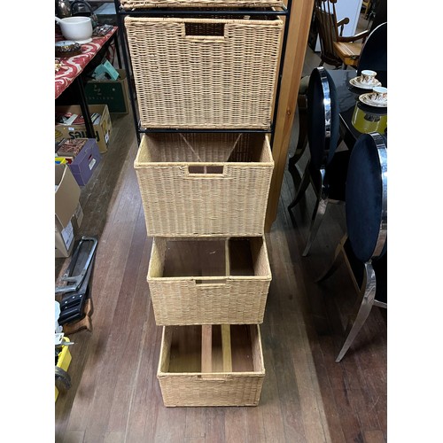 309 - Tall 5 drawer wicker chest.
161cm h x 42cm w x 41cm d