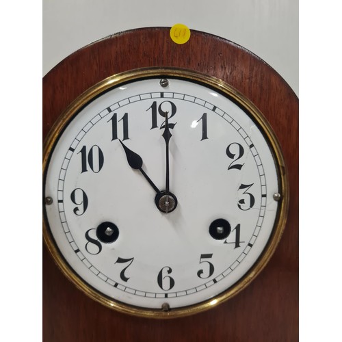 36 - Victorian  inlaid mantle clock with key.
27.5cm h