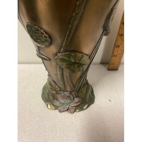 46 - Vintage floral basket vase along with Art Nouveau vase.
Tallest 33cm