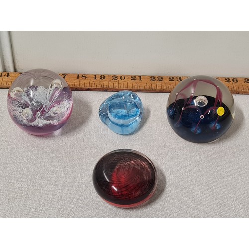 225 - 3 caithness glass paperweights plus 1 other.