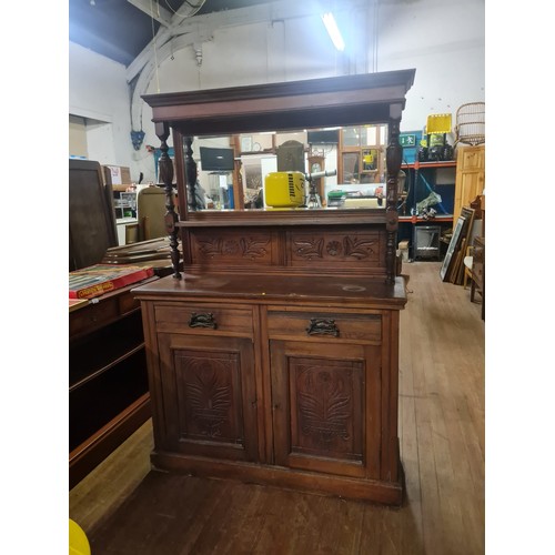 245 - Antique mirror back sideboard/dresser with Art Nouveau drawer handles.
176cm h x 119cm w x 45cm d