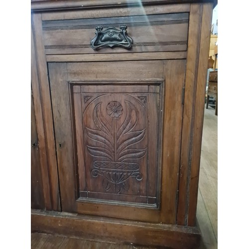 245 - Antique mirror back sideboard/dresser with Art Nouveau drawer handles.
176cm h x 119cm w x 45cm d