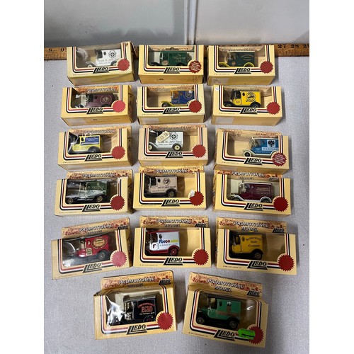 73 - 17 x boxed die cast Lledo vans