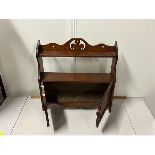 77 - Vintage mahogany wall cabinet with key.
58cm x 61cm