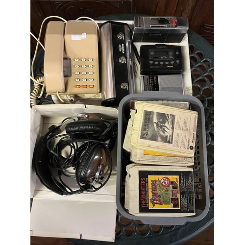 171 - vintage phone, earphones , sony walkman etc