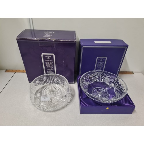 34 - 2 x Edinburgh crystal bowls in original boxes
19cm diameter & 23cm diameter