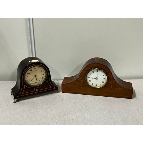 167 - 2 vintage inlaid mantle clocks.