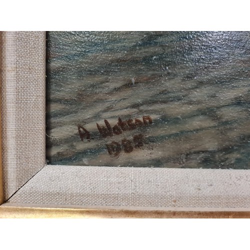 152 - Large framed oil painting by Alan Watson - Phards at Leith Dock.
95cm x 75cm