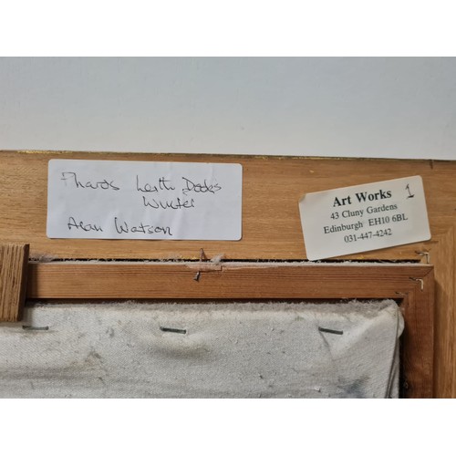 152 - Large framed oil painting by Alan Watson - Phards at Leith Dock.
95cm x 75cm