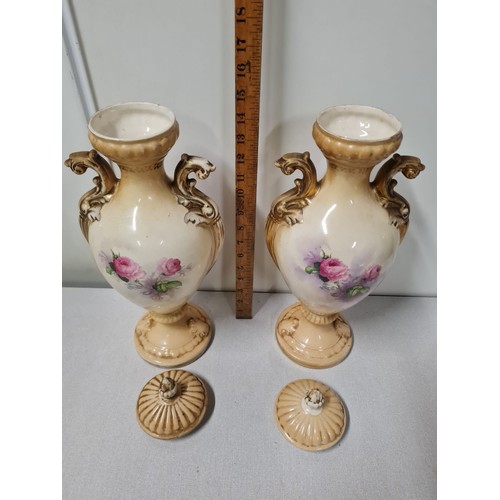 56 - Pair of antique ivory blush vases (slight damage to one lid)
56cm h