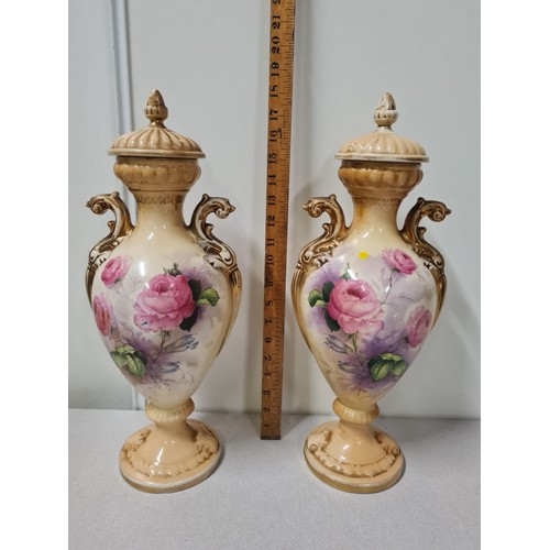 56 - Pair of antique ivory blush vases (slight damage to one lid)
56cm h