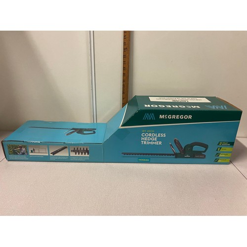 433 - Boxed McGregor cordless hedge trimmer.