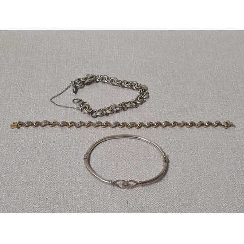 7 - 2 hallmarked silver bracelets & silver bangle