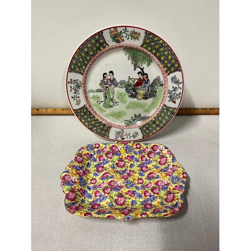 61 - vintage chinese plate & chintz dish