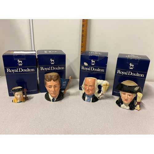 79 - 4 x boxed Royal Doulton character jugs - Benjamin Franklin, George Washington, Catherine Parr and si... 