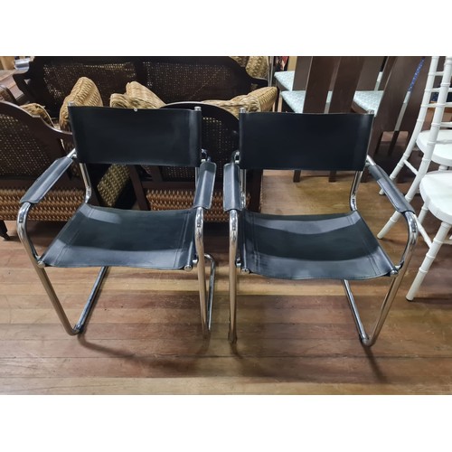 94 - Pair of chrome framed directors chairs.