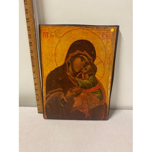 114A - The Virgin with Christ tempera on wood wall hanging.
38cm x 28cm