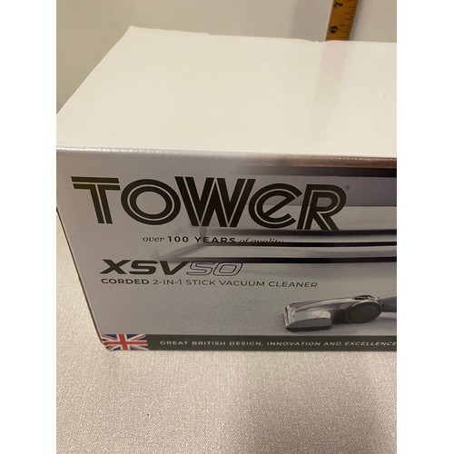 132 - New boxed tower XSV50 stick vacuum cleaner.