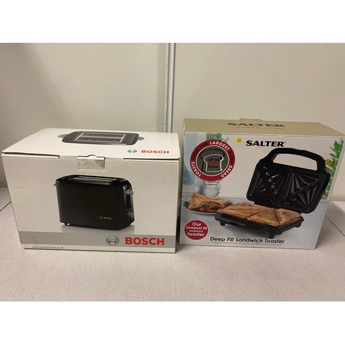 133 - New boxed Bosch toaster and Salter sandwich toaster.