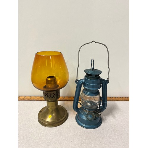 84 - Chinese Kwang hurricane storm lantern and Mason constant flame candle lamp