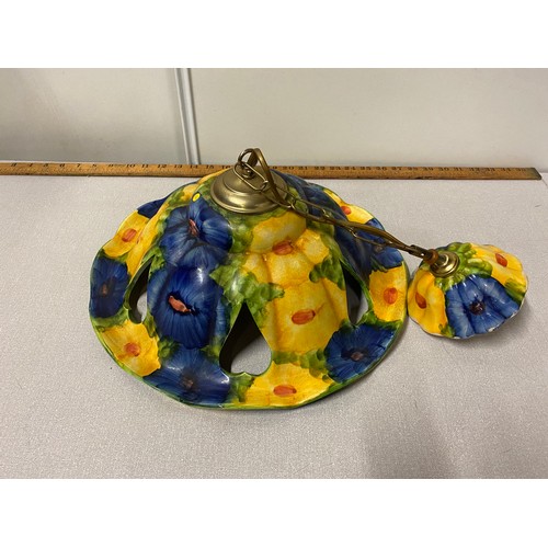 311 - Floral ceramic pendant light shade.