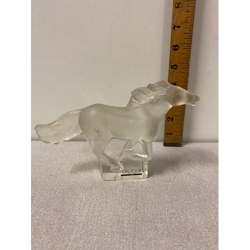 4 - Lalique Kazak horse sculpture in clear satin finished crystal.