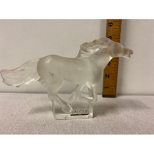 4 - Lalique Kazak horse sculpture in clear satin finished crystal.