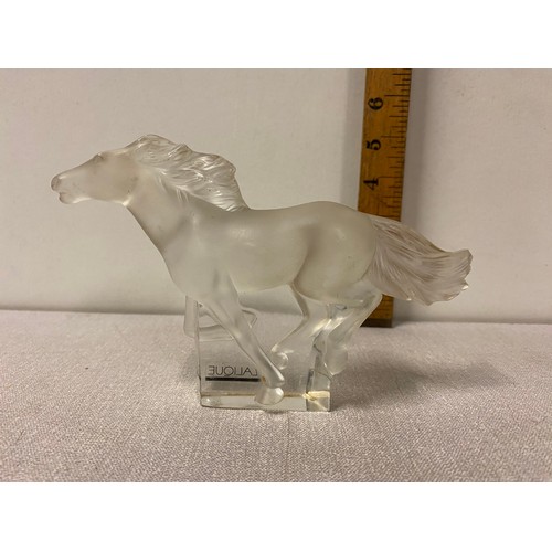 4 - Lalique Kazak horse sculpture in clear satin finished crystal.