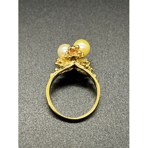 100A - 14ct gold & pearl ring 
3.79g