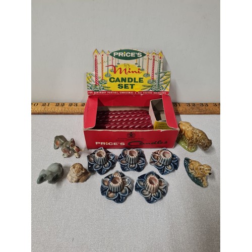 9 - Vintage Price's mini candle set with ceramic holders along with whimsies.