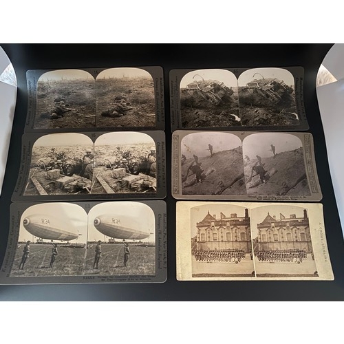 39 - Collection of 5 WW1 Stereograph cards and 1 Stirling castle card Includes - Men on Flanders Field an... 