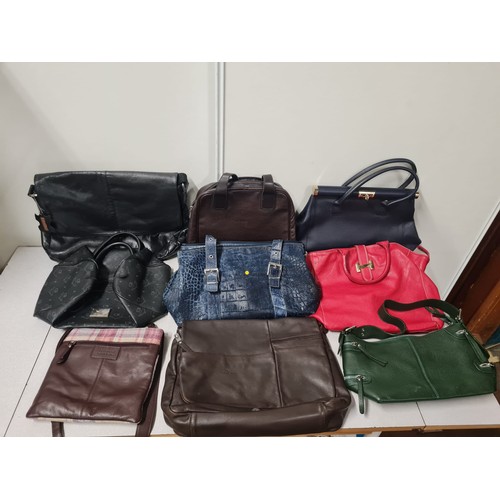 476 - 9 x leather handbags to include Bruno Rossi.