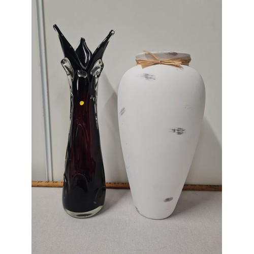 477 - Murano glass vase along with white vase 45cm tall