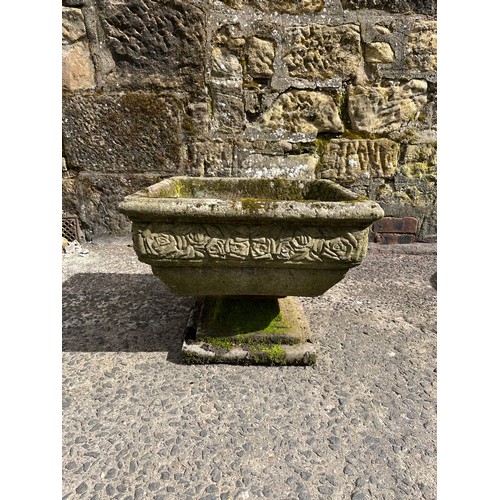 124 - Antique square garden urn.
52cm x 52cm x 38cm h