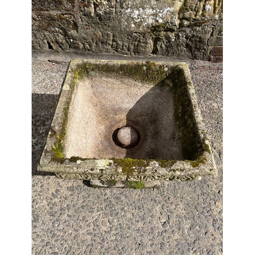 124 - Antique square garden urn.
52cm x 52cm x 38cm h