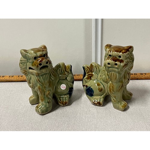 83 - Pair of ceramic glazed Foo dogs.
13cm h