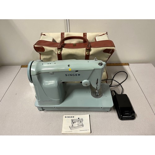 347 - Singer sewing machine model 357 with foot pedal and carry case.