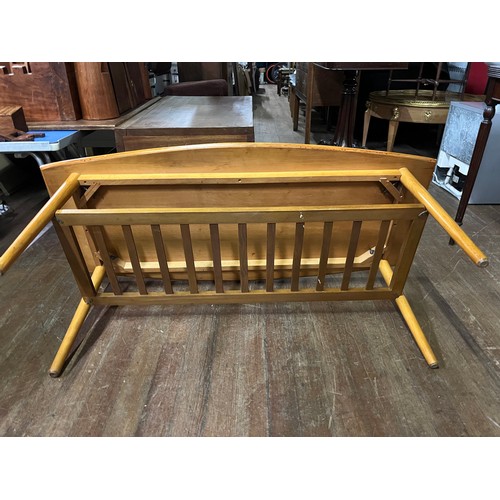 348 - Mid century teak coffee table with ladder shelf. Possibly Danish.