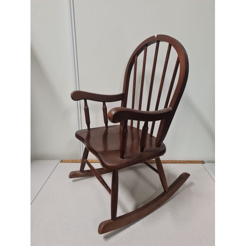 20 - Kids wooden spindle back rocking chair.