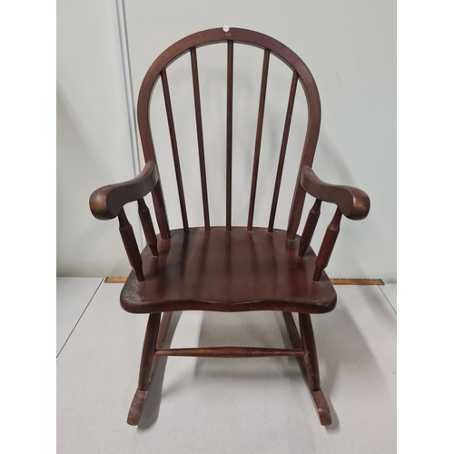 20 - Kids wooden spindle back rocking chair.